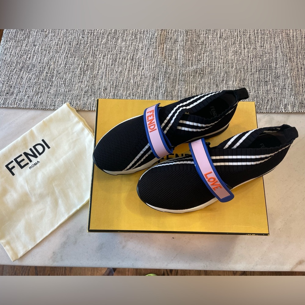 Fendi Black Rockoko Sneakers Size 37 brand new